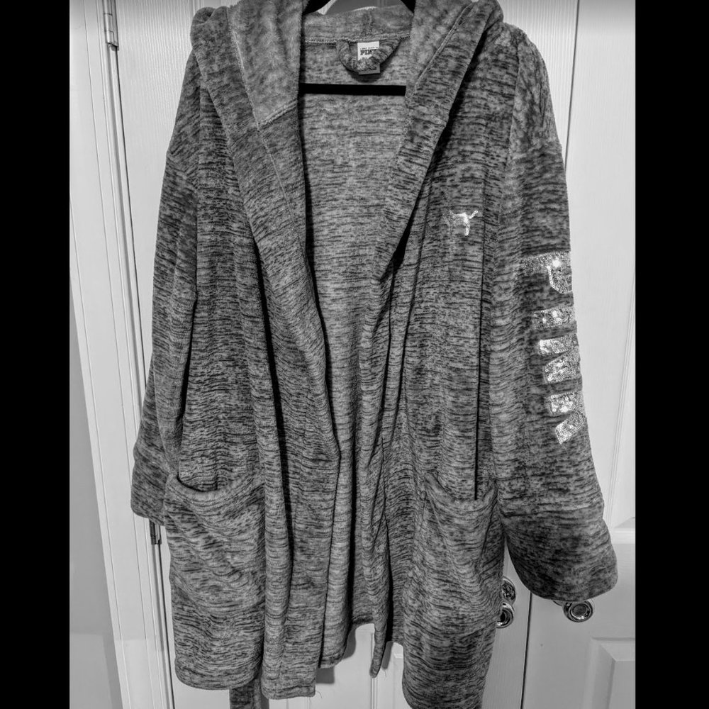 PINK Victoria's Secret Plush Sequined Hooded Robe